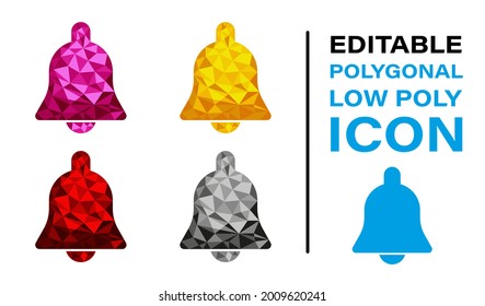 Bell Icon Logo in Colorful Polygonal Low Poly. Colorful abstract Icon Vector. Origami style icon. Notification symbol for your website design, logo, app, UI. With grey, red, yellow, and pink Colors