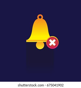 Bell icon with long shadow. design style. Round icon. Bell silhouette. Simple circle icon. Modern flat icon in stylish colors. Web site page and mobile app design vector element. on blue background