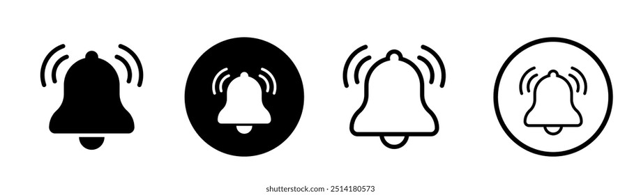 Glockensymbol. Symbol für Benachrichtigungsglocke. Element der sozialen Medien. Alarmsymbol. Vektorgrafik