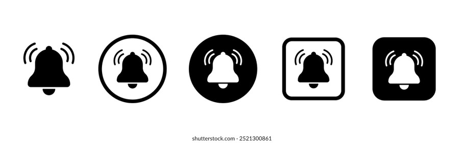 Bell icon. Notification bell icon set. Social media element. Alarm symbol. Vector illustration