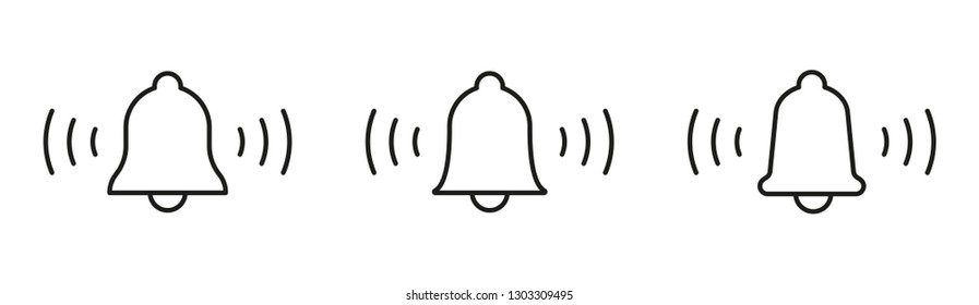 Bell icon, notification symbol vector set