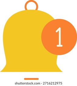 Bell icon with number one notification badge