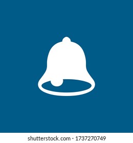 Bell Icon On Blue Background. Blue Flat Style Vector Illustration.