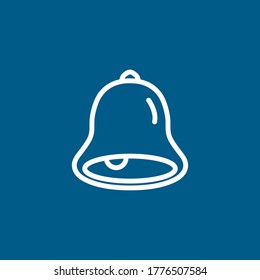 Bell Icon On Blue Background. Blue Flat Style Vector Illustration.
