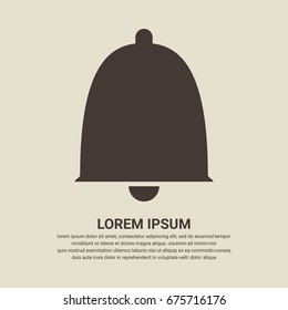 Bell icon on brown background, Flat design style