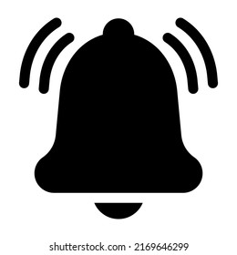 Bell icon on white background, for incoming inbox message, smartphone application alert