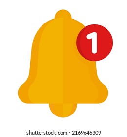 Bell icon on white background, for incoming inbox message, smartphone application alert