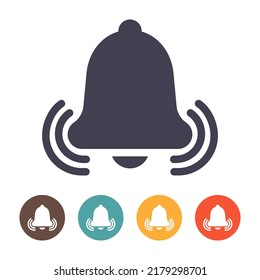 Bell icon on white background, for incoming inbox message, smartphone application alert