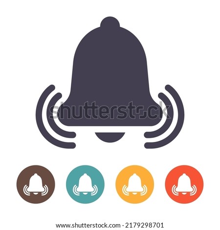 Bell icon on white background, for incoming inbox message, smartphone application alert
