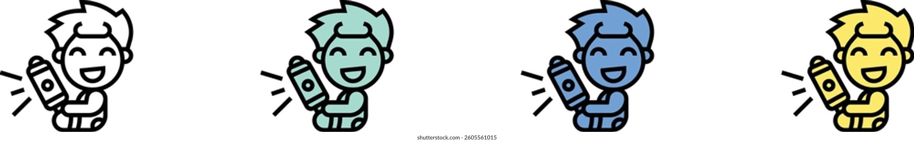 bell icon. Outline, Green, Blue and Yellow Style Design Isolated On White Background