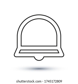 Bell icon, outline vector sign, linear style pictogram isolated on white. Symbol, logo illustration. Editable stroke. Eps10 vector illustration.