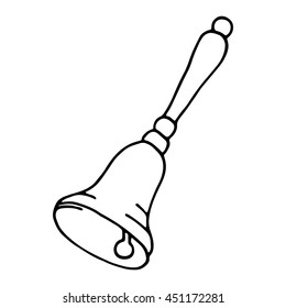 Bell icon. Outlined on white background. Vector illustration.