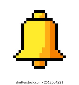 Bell icon. Pixel style bell. Flat style. Vector icon.
