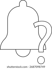 bell icon and question mark icon with white background.with black lines