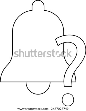 bell icon and question mark icon with white background.with black lines