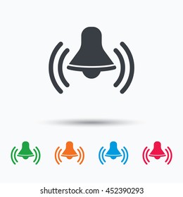 Bell icon. Reminder alarm signal symbol. Colored flat web icon on white background. Vector