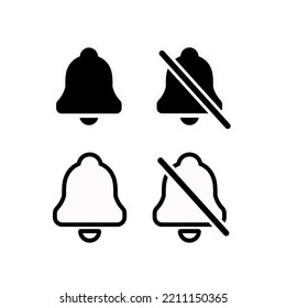 Bell icon, ringing bell icon vector, silent bell icon vector collection, bell bundle vector - notification vector