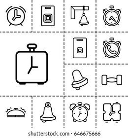 Bell icon. set of 13 outline bell icons such as alarm, bell, door ringer