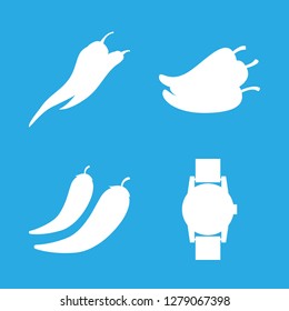 bell icon set about pepper, clock and hot peppers vector set