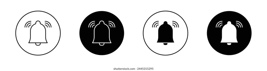 Bell icon set. alarm alert ring vector symbol. smartphone message notification bell vector symbol. reminder ring icon.