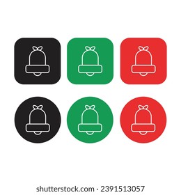 bell icon set of basic round and square shapes. bell icon set, with three different color variations. good for industry, business and religion.