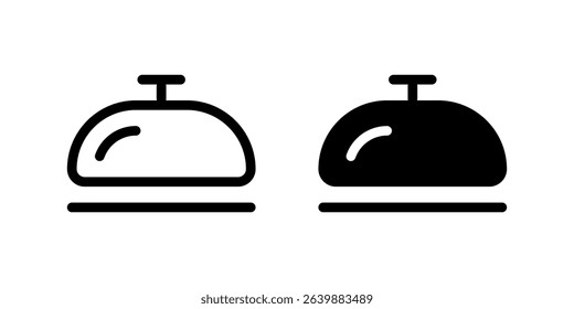 Bell Icon Set. A black icon of a bell, commonly used for service or reception alerts in hospitality.