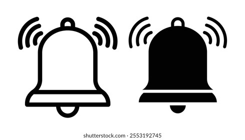 Bell Icon Set in schwarz gefüllt und Linie.
