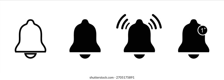 conjunto de ícones de sino, vetor de ícones de sino, logotipo de sino