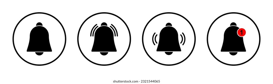 Bell Icon set illustration. Notification sign and symbol for web site design