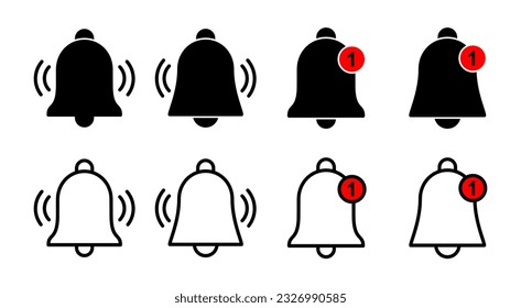 Bell Icon set illustration. Notification sign and symbol for web site design