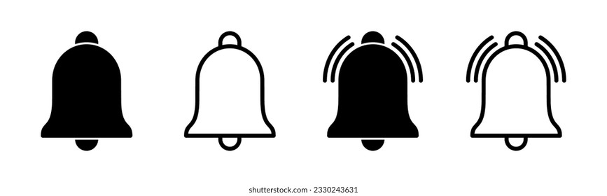 Icono de la campana de la ilustración. Signo de notificación y símbolo para el diseño de sitios web