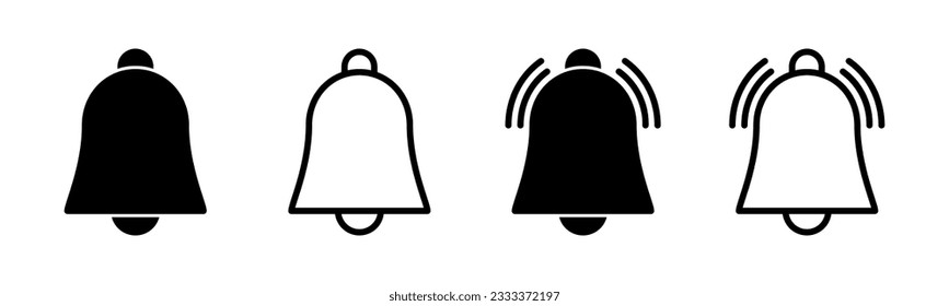 Icono de la campana de la ilustración. Signo de notificación y símbolo para el diseño de sitios web