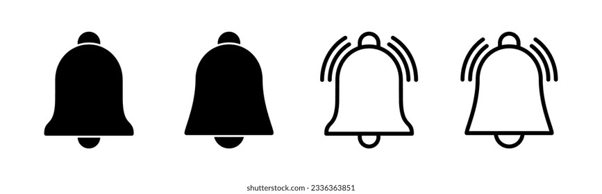 Bell Icon set illustration. Notification sign and symbol for web site design