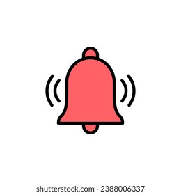 Icono de la campana de la ilustración. Signo de notificación y símbolo para el diseño de sitios web