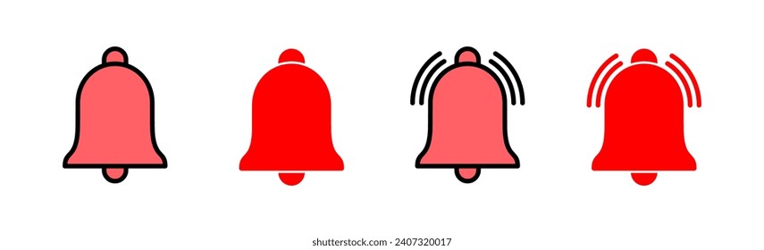 Bell Icon set illustration. Notification sign and symbol for web site design