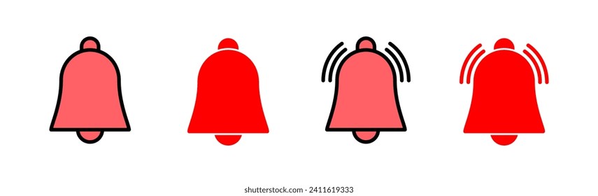Icono de la campana de la ilustración. Signo de notificación y símbolo para el diseño de sitios web