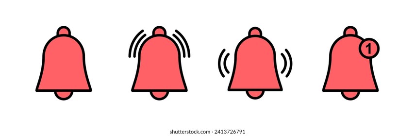 Bell Icon set illustration. Notification sign and symbol for web site design