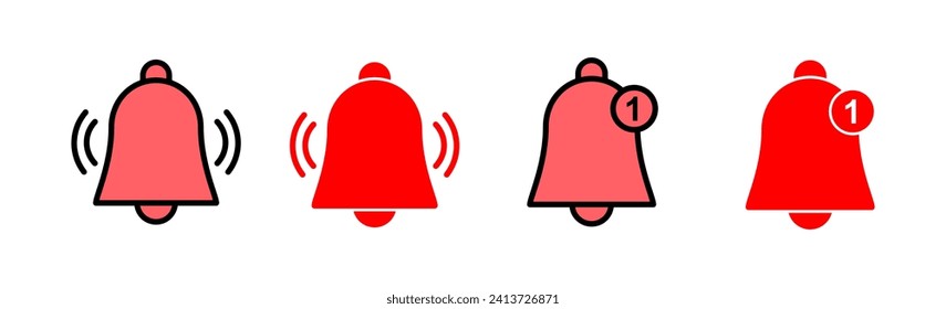 Bell Icon set illustration. Notification sign and symbol for web site design