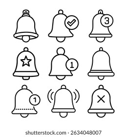 bell icon set line art 