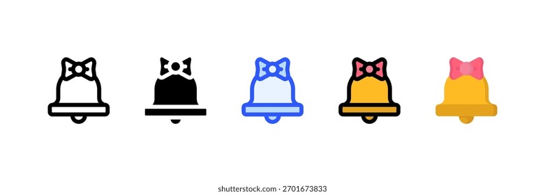 Bell icon set multiple style collection. Vector illustration.