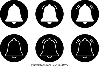 Conjunto de iconos de campana.  colección de iconos de notificación de mensaje Nuevo. Símbolo de alarma. Elemento de medios sociales.
