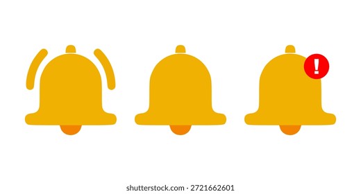 Conjunto de iconos de campana para fines de notificación y alerta, con varios estilos de forma. Diseño limpio y versátil adecuado para diseños de carteles, íconos web, App y Elementos de interfaz de usuario.