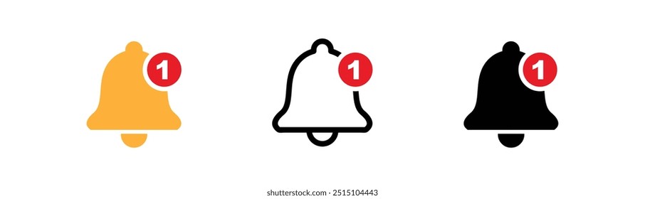 bell icon set, notification message alert, various types of shapes. suitable for poster and web icon use	