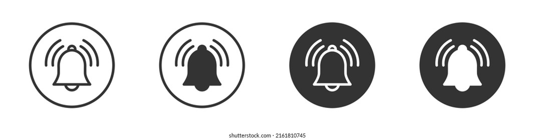 Bell icon set. Notification symbol. Alarm and notification icon. Flat vector illustration.