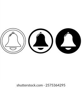 Bell Icon Set - Notification Symbols in Black and White

