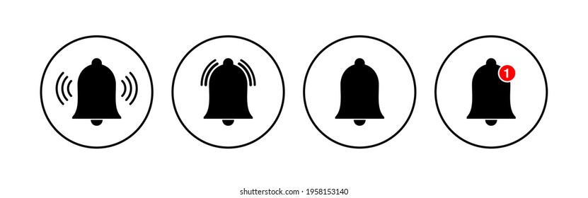 Conjunto de iconos de la campana. Icono de notificación para el diseño de su sitio web