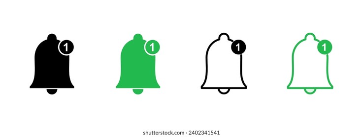 Conjunto de iconos de la campana. Icono de notificación para el diseño de su sitio web