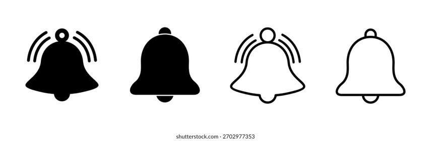 Conjunto de iconos de campana. Icono de notificación para el diseño de su Sitio web