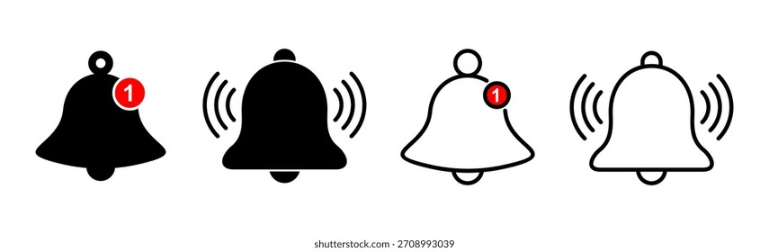 Conjunto de iconos de campana. Icono de notificación para el diseño de su Sitio web