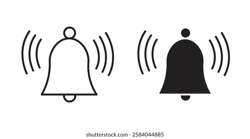 Bell icon set in thin line. vector illustrations for web